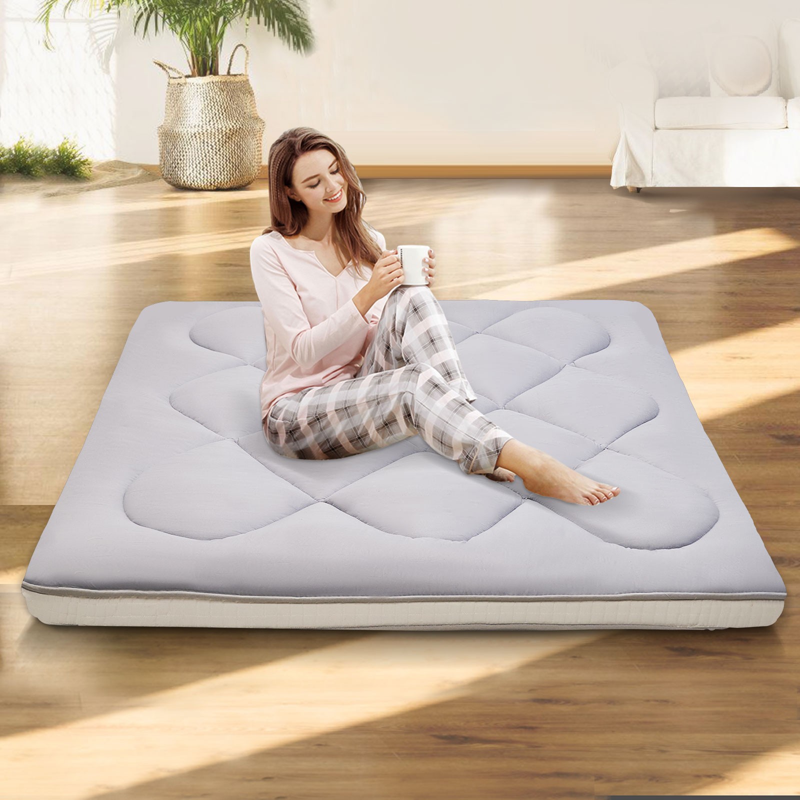 SUNYRISY Japanese Futon Floor Mattress 2.5″ T Rolling Tatami High-Density Foam