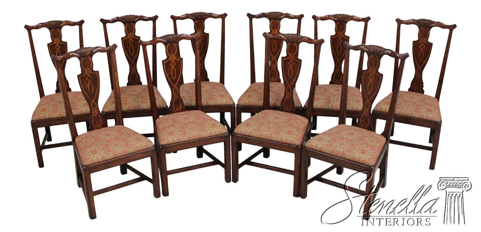 L73869: Set of 10 JONATHAN CHARLES Mahogany Chippendale Style Dining Chairs