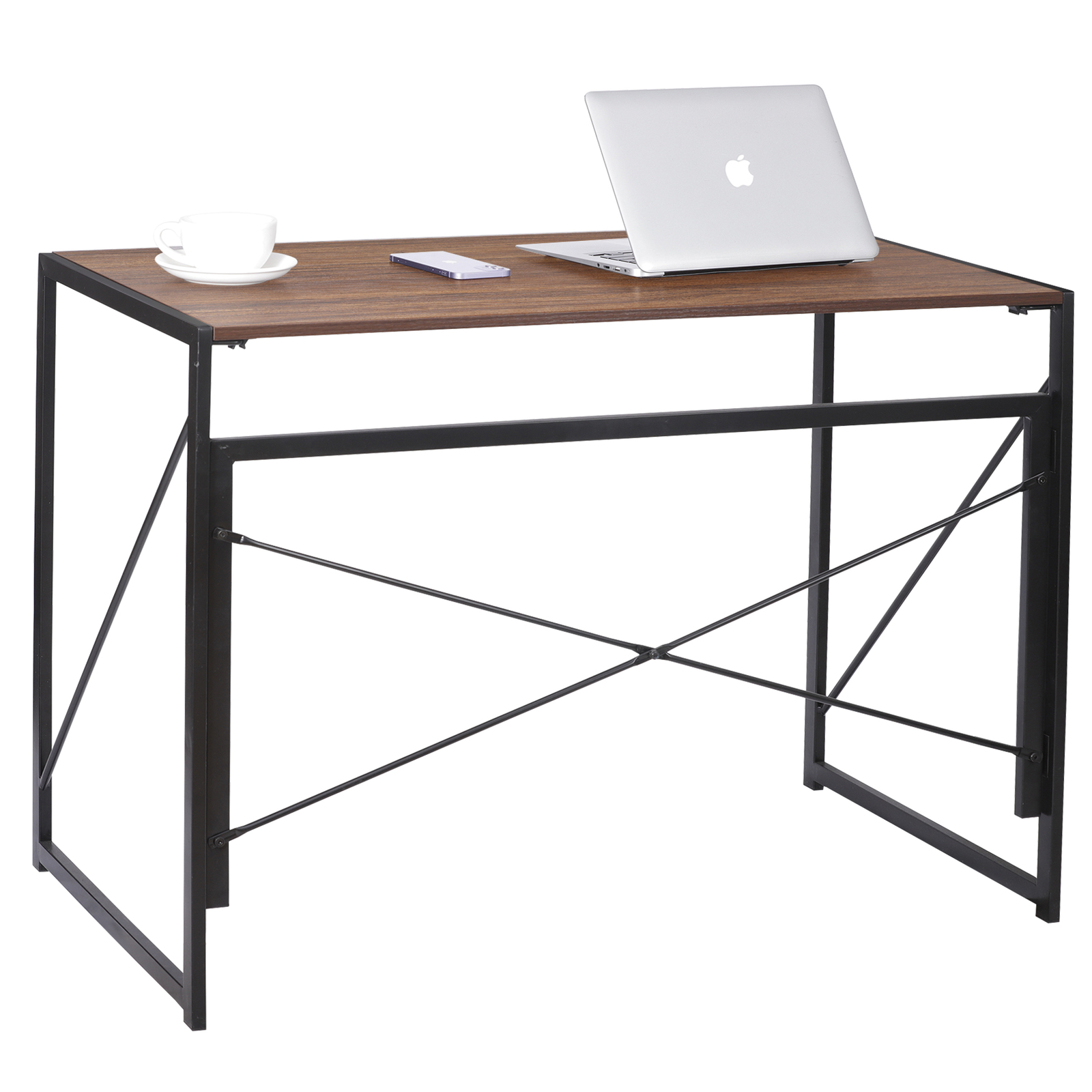 39″ Folding Computer Desk Writing Study Desk Laptop Table for Home Office Brown