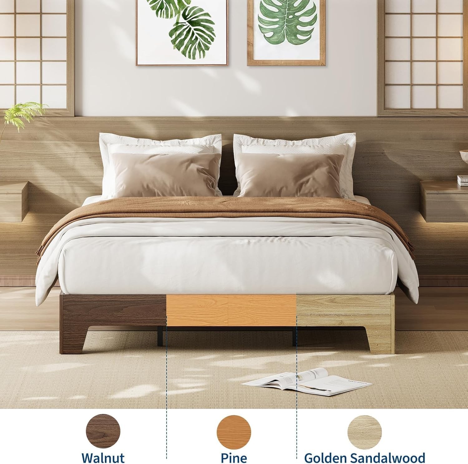 Full Size Bed Frame Wood Platform Bed Frame Minimalist Bedroom Furniture