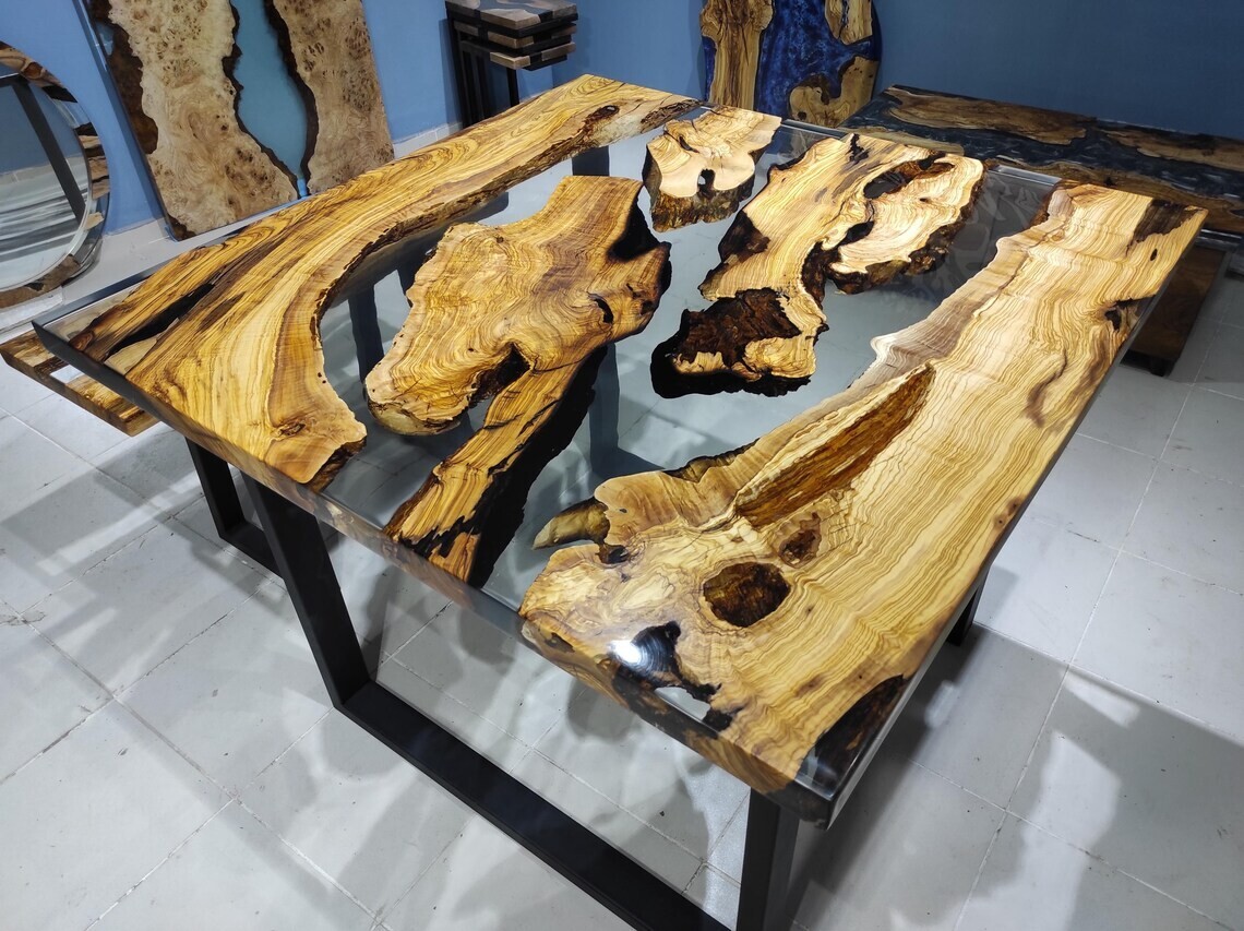 Custom Order Clear Epoxy Dining Table ,Coffee table, Dining Room Table top gifts