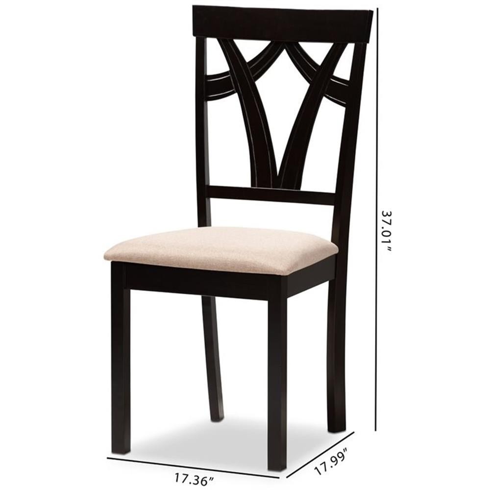 Bowery Hill 18.11″ Modern Fabric Dining Side Chair in Brown/Mahogany (Set of 2)