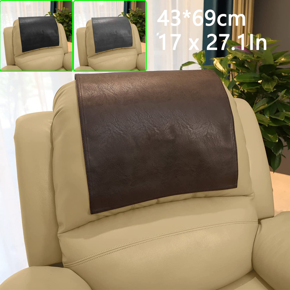 PU Leather Recliner Headrest Cover 17×27 in, Furniture Protector Slipcover Sofa