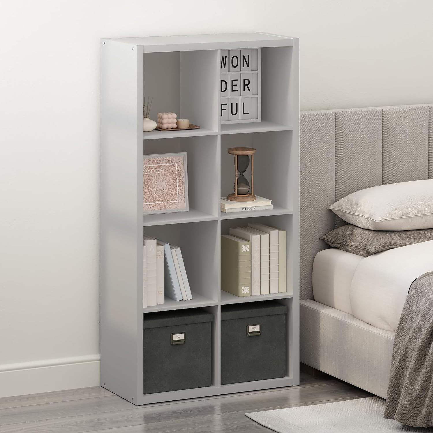 Simple 8-Cube Storage Organizer, Extra Thick Frame, Pale Grey | Vertical/Horizon