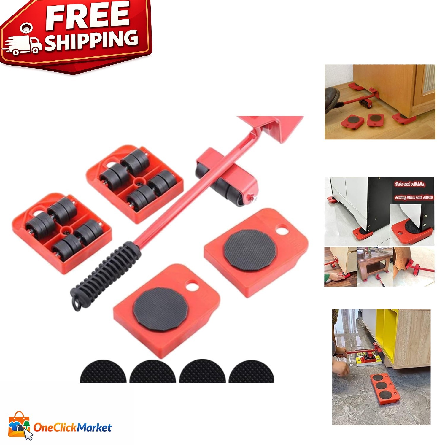 Cumulus Mr. Hercules Heavy-Duty Furniture Mover Tool Set – 220 lbs Capacity