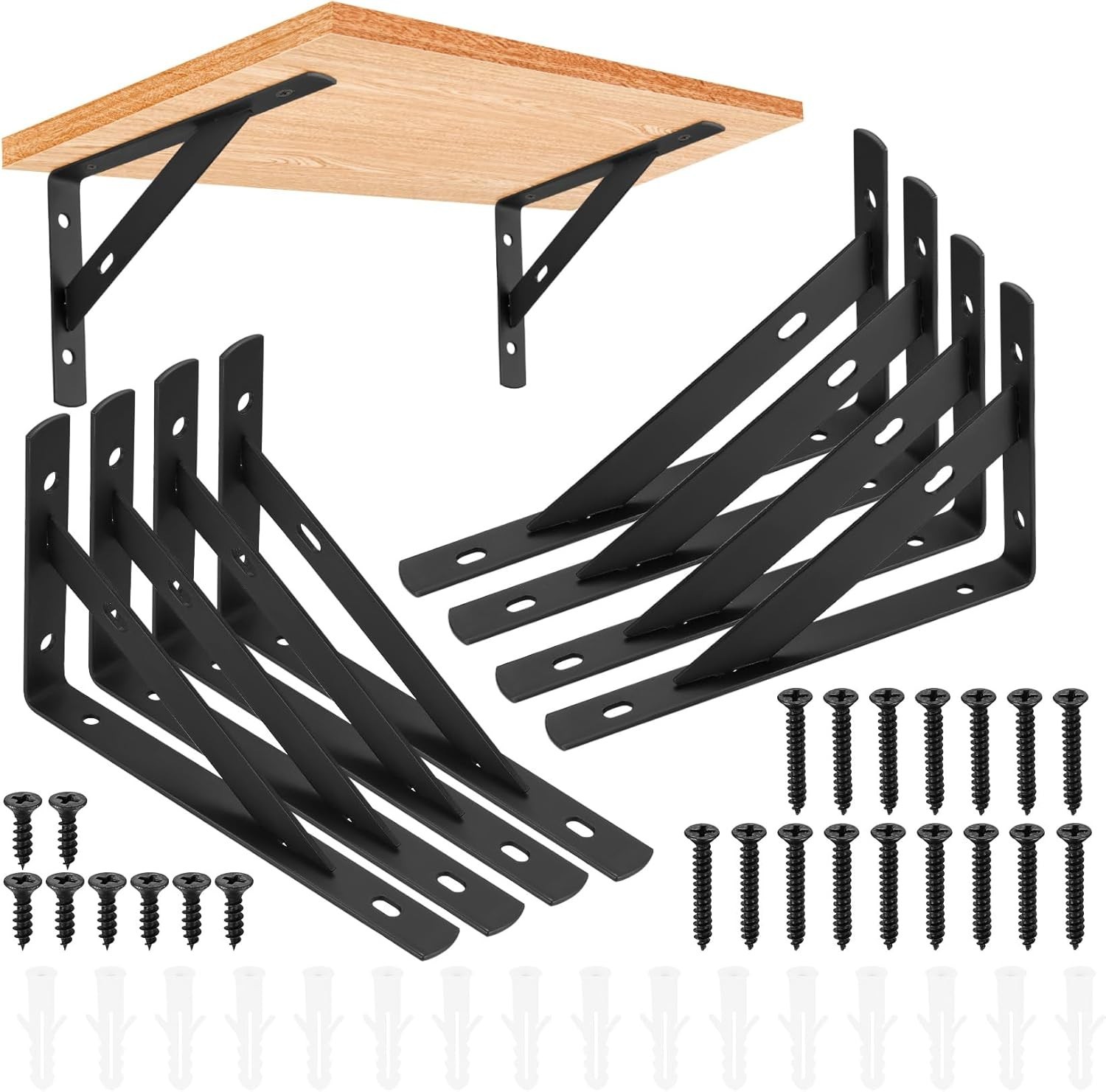8 Pcs Heavy Duty Shelf Brackets, Floating Metal Shelf Brackets, Metal Wall Mount