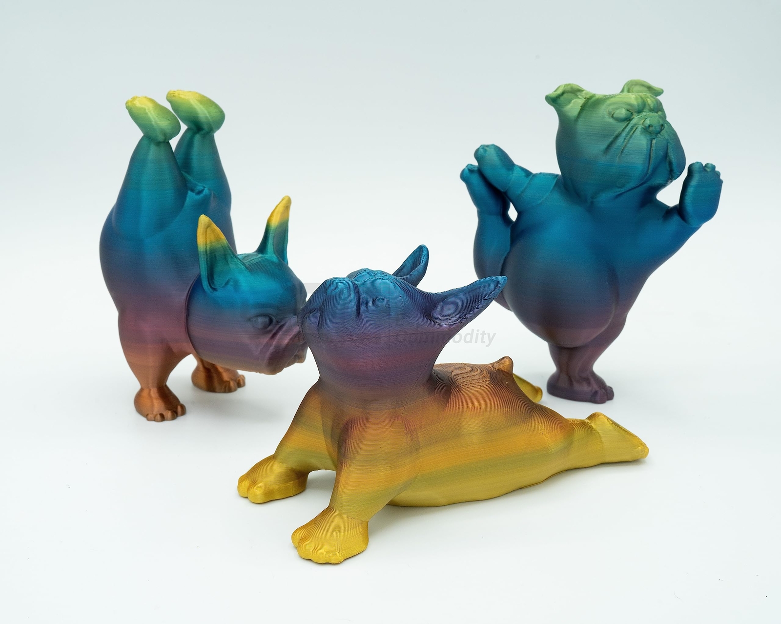 Made in America Yoga Pups in Poses: 3D Printed English Bulldogs Embracing Peace