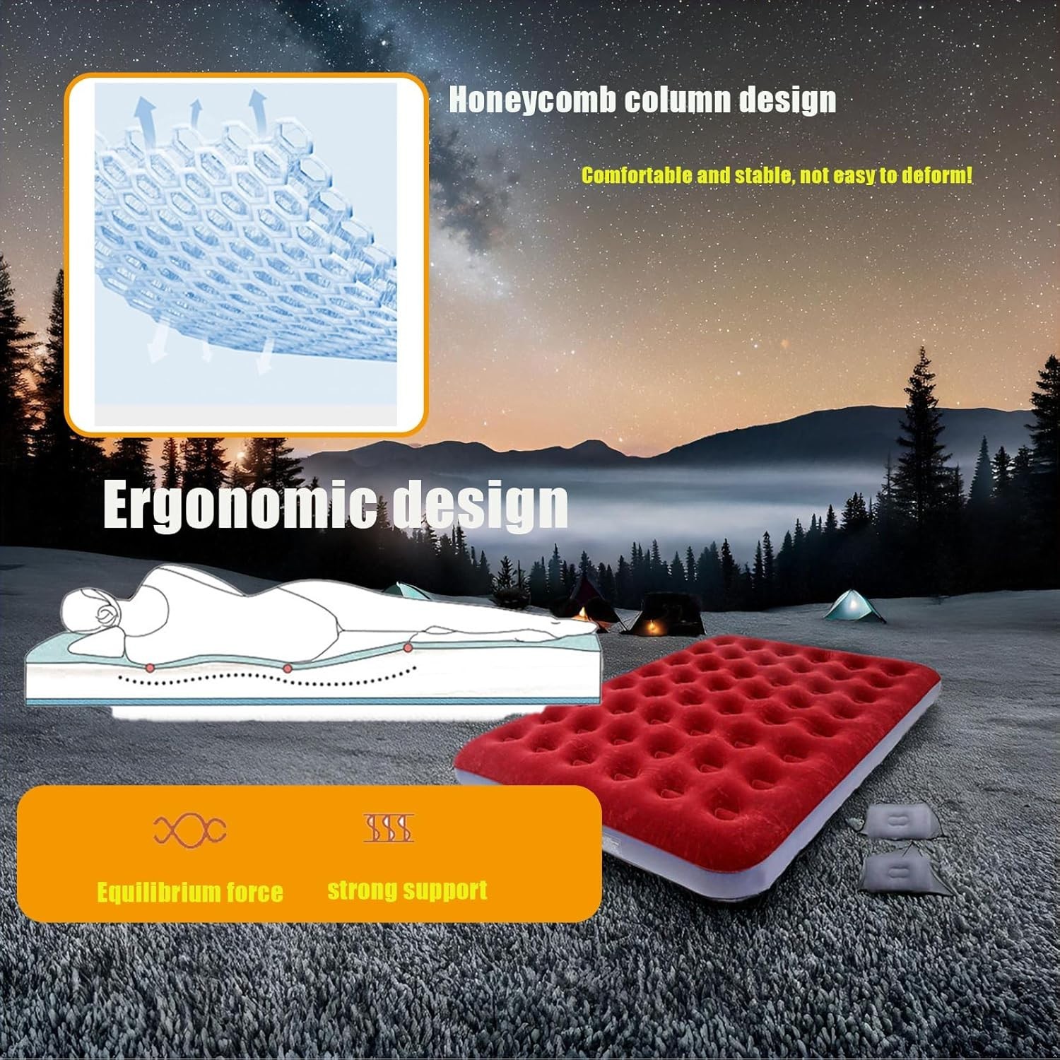 Queen Size Double Camping Air Mattress Bed with Air Pump | 80″x 60″Thickened …