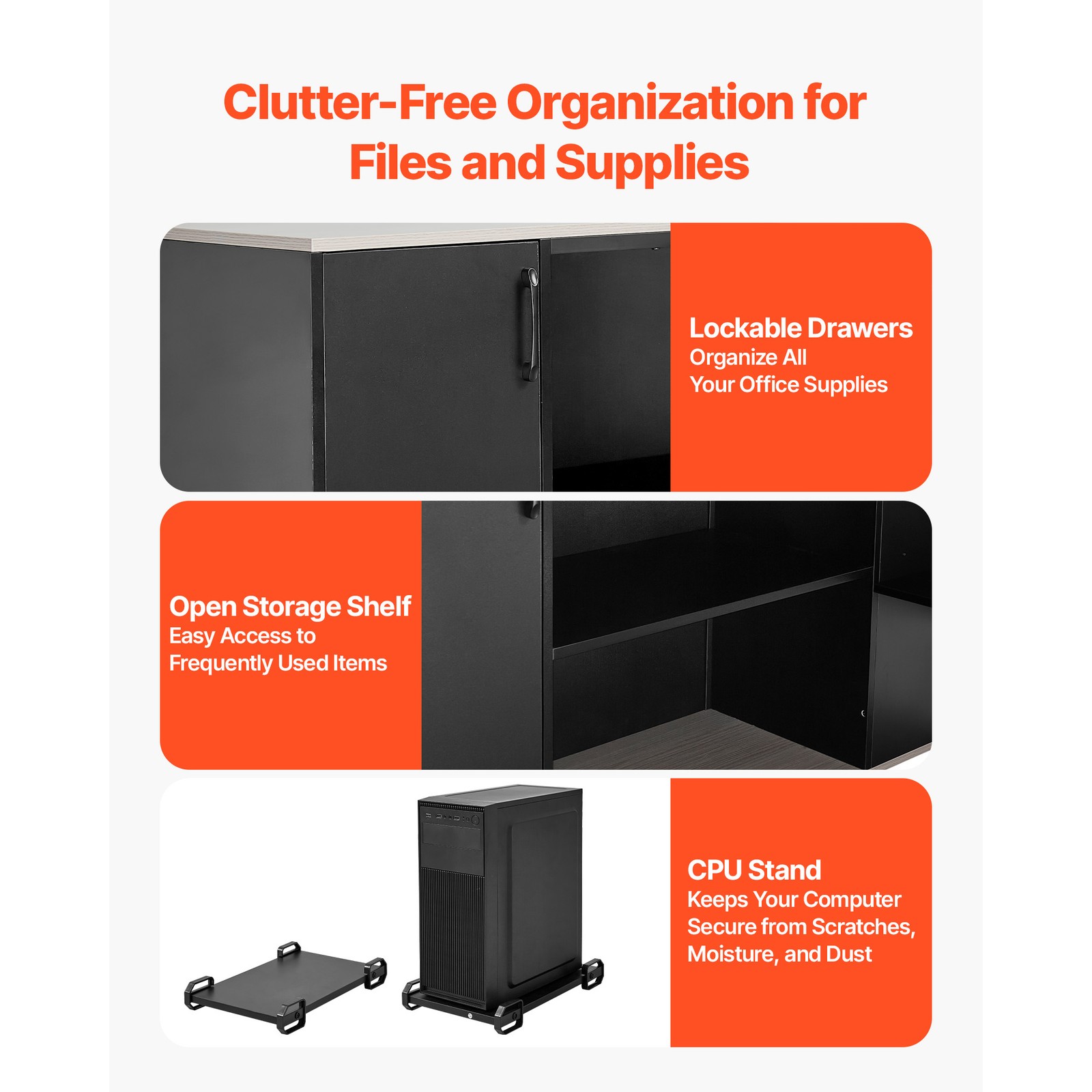 Uimoso L-Shaped Office Desk with Storage,Drawers,and CPU Stand, 350 lbs Capacity
