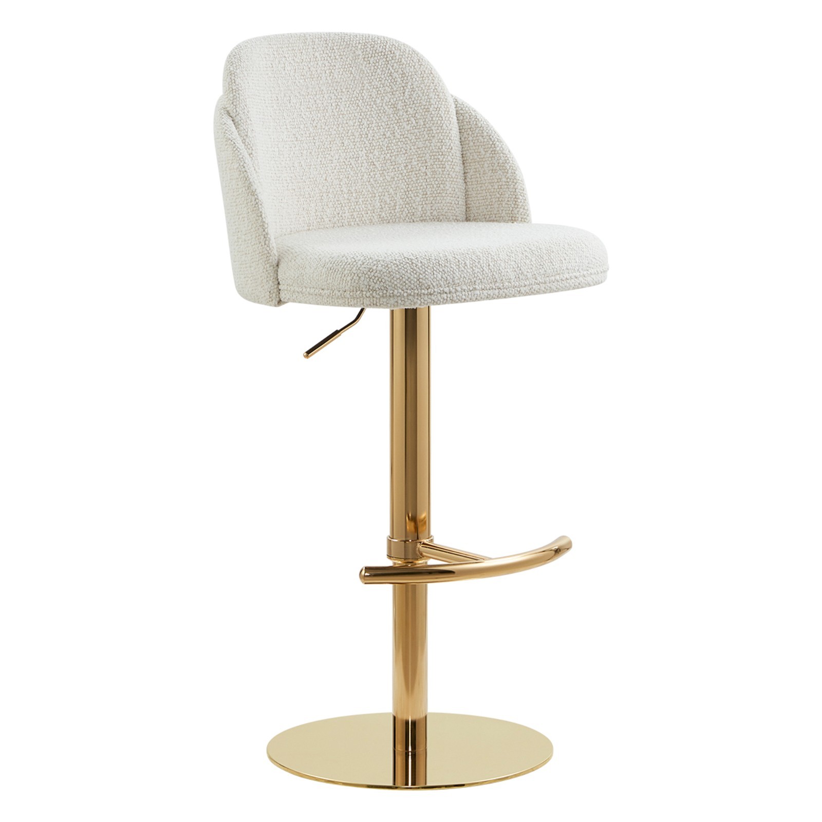 CHITA Set of 2/3 Adjustable Swivel Bar Stools, Modern White Boucle Fabric
