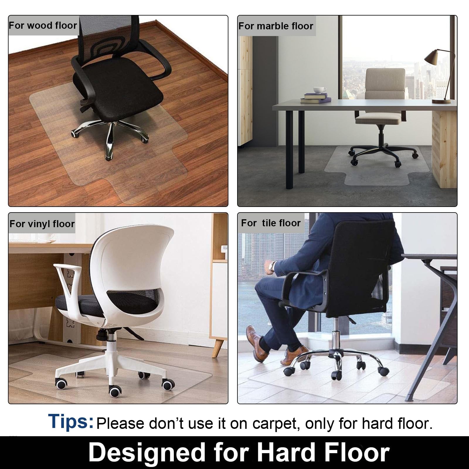 Aibob Office Chair Mat For Hardwood Floor 45 X 53 Inches Hard Floor Chair Mats