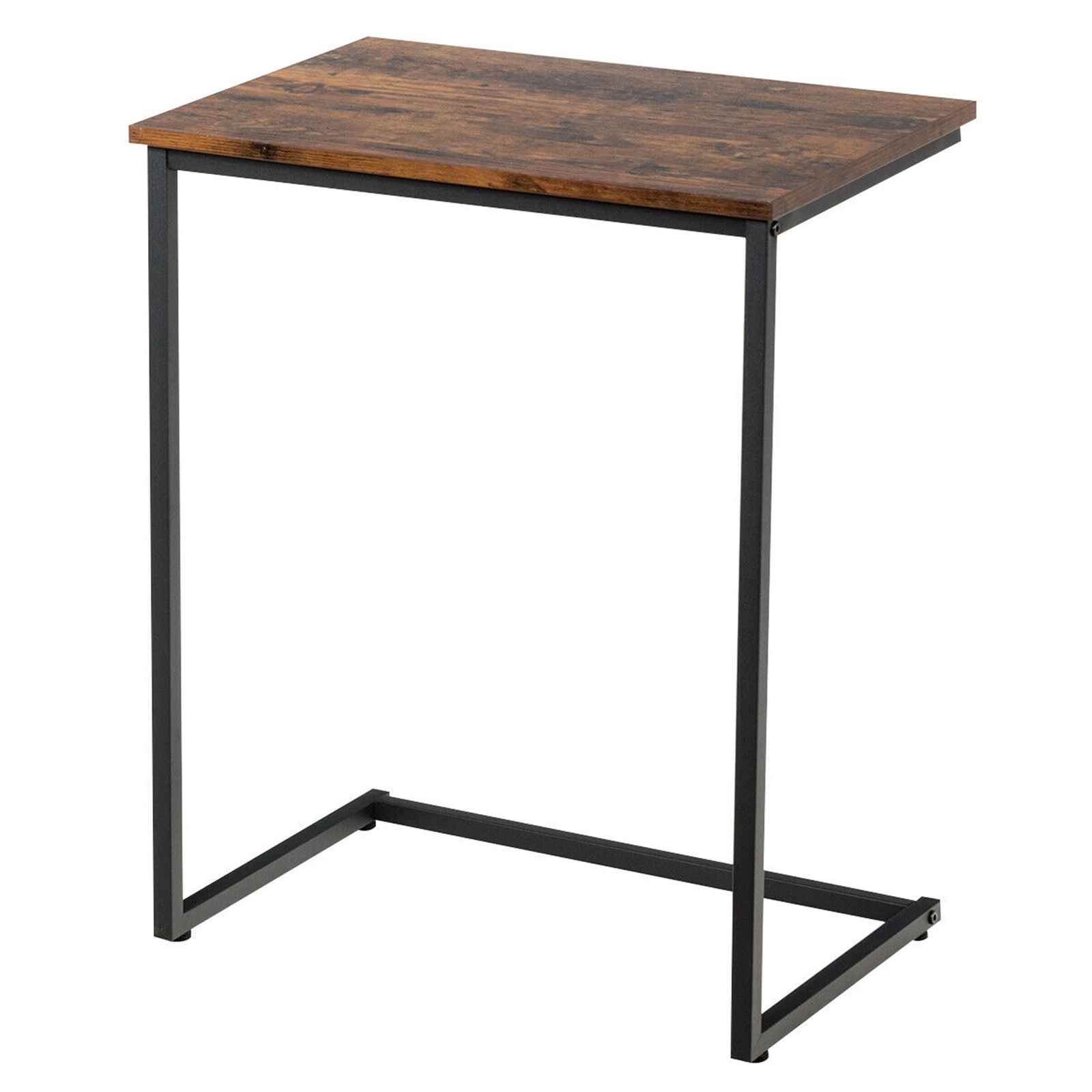 C-shaped End Side Coffee Tray Sofa Table Laptop TV Snack Stand W/ Metal Frame