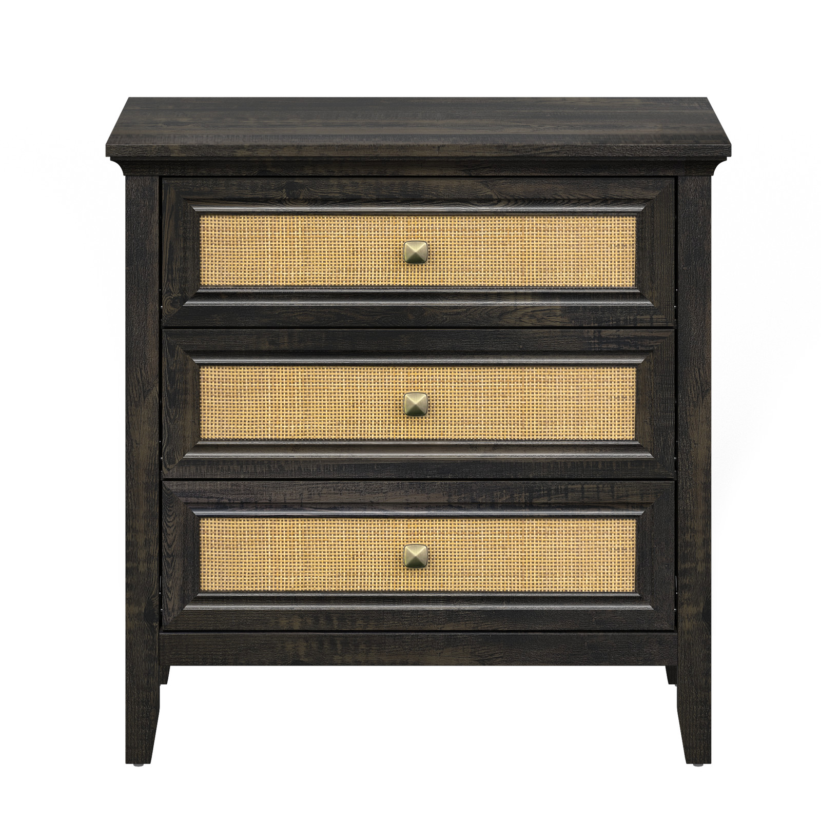 3 Drawer Dresser Chest Nightstand Dark Rustic Oak Particle Board MDF