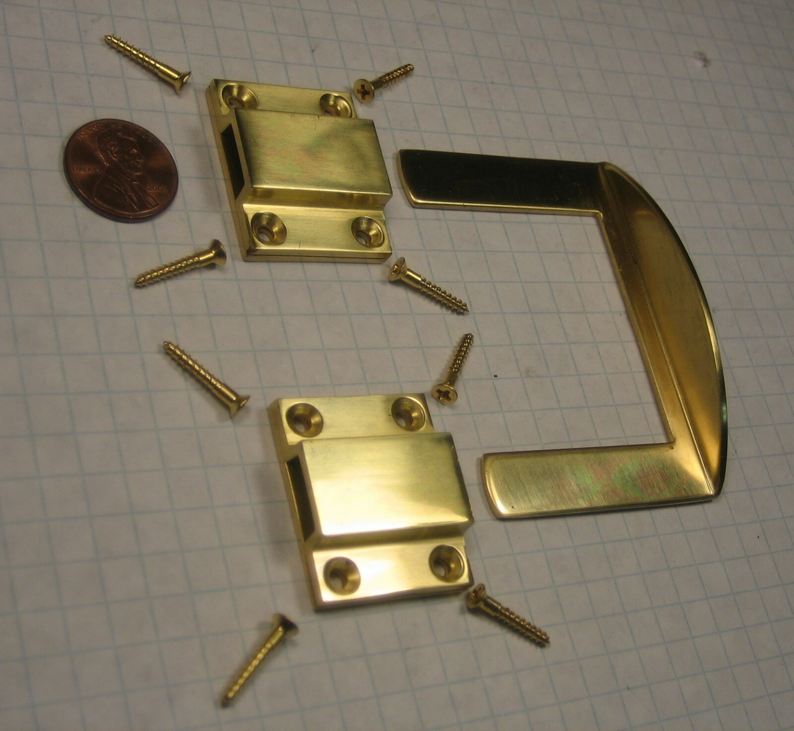 ANTIQUE TABLE LEAF LOCKS FOR EXTENSION TABLES, SOLID BRASS, POLISHED,WITH SCREWS