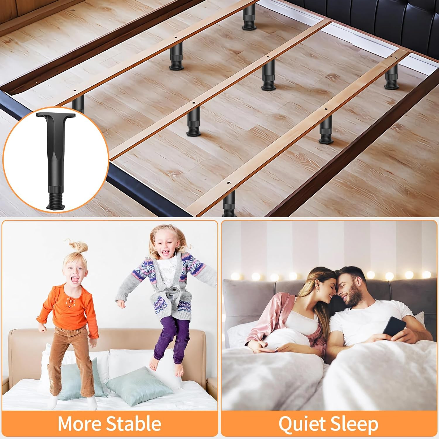 Jonkehai 8PCS Adjustable Bed Support Legs Bed Frame Support Legs Adjustable Bed