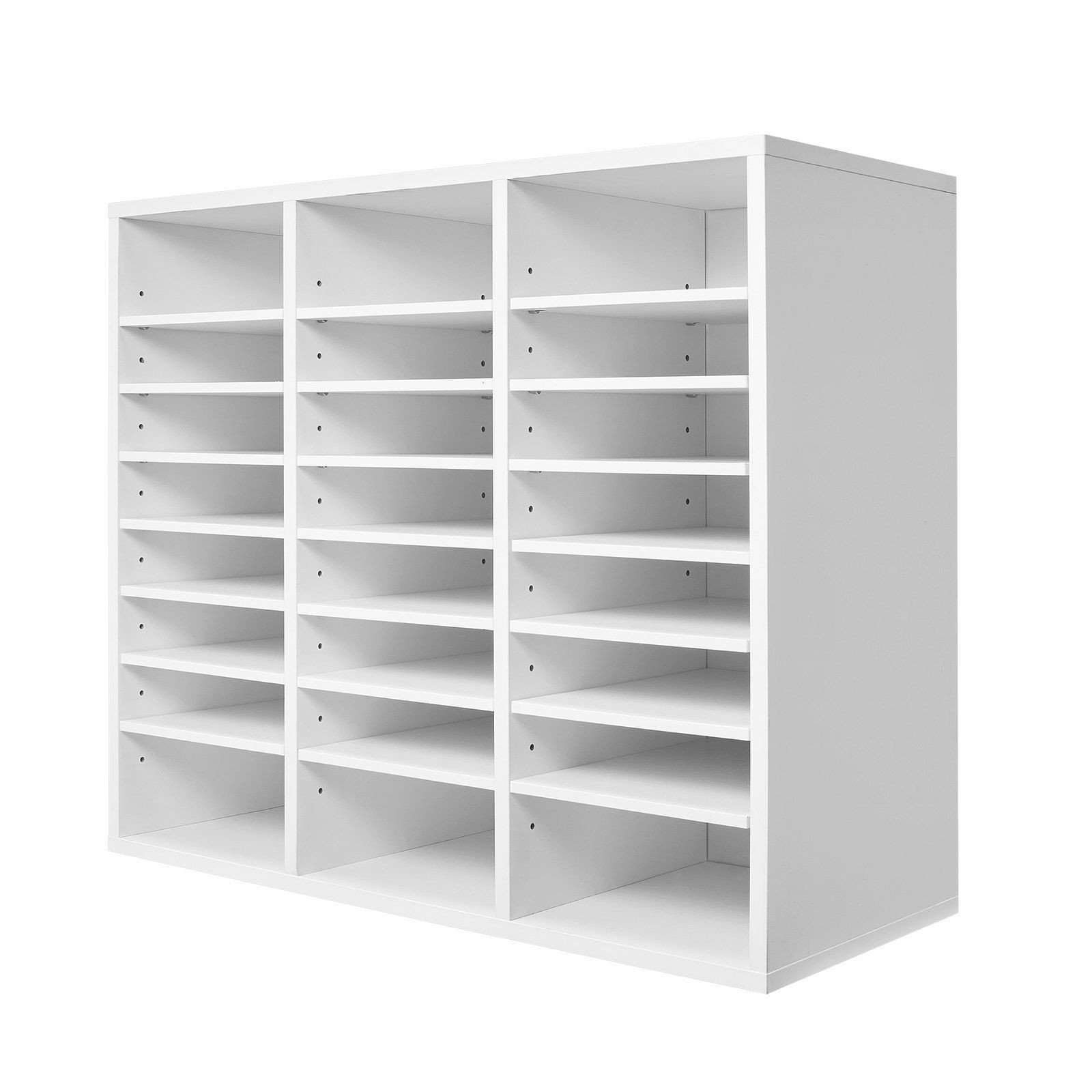 24-Slot Document Organizer: MDF, Waterproof Surface, 22lb/Shelf, White Finish