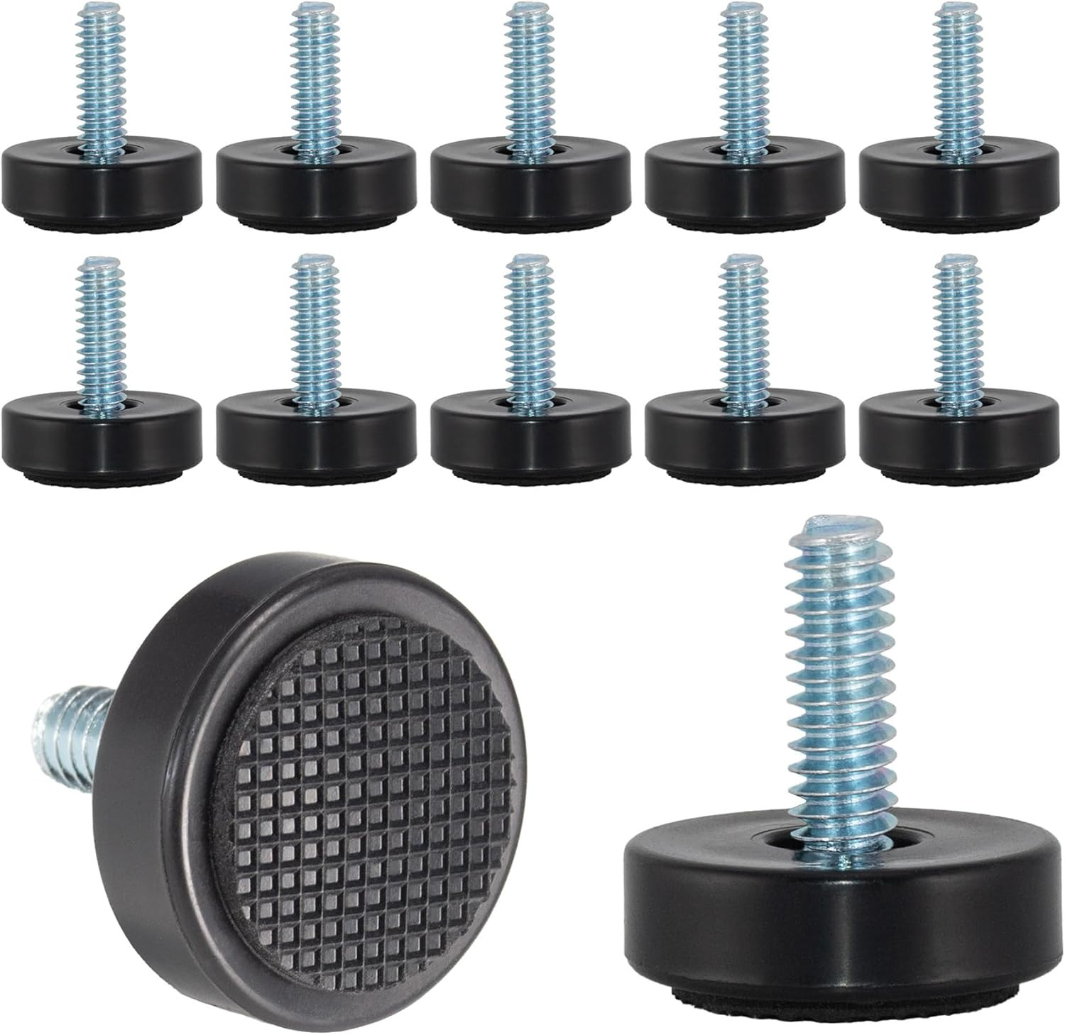 1/4-20 Adjustable Furniture Leveler, 12 Pack Rubber Leveling Feet Screws in Thre