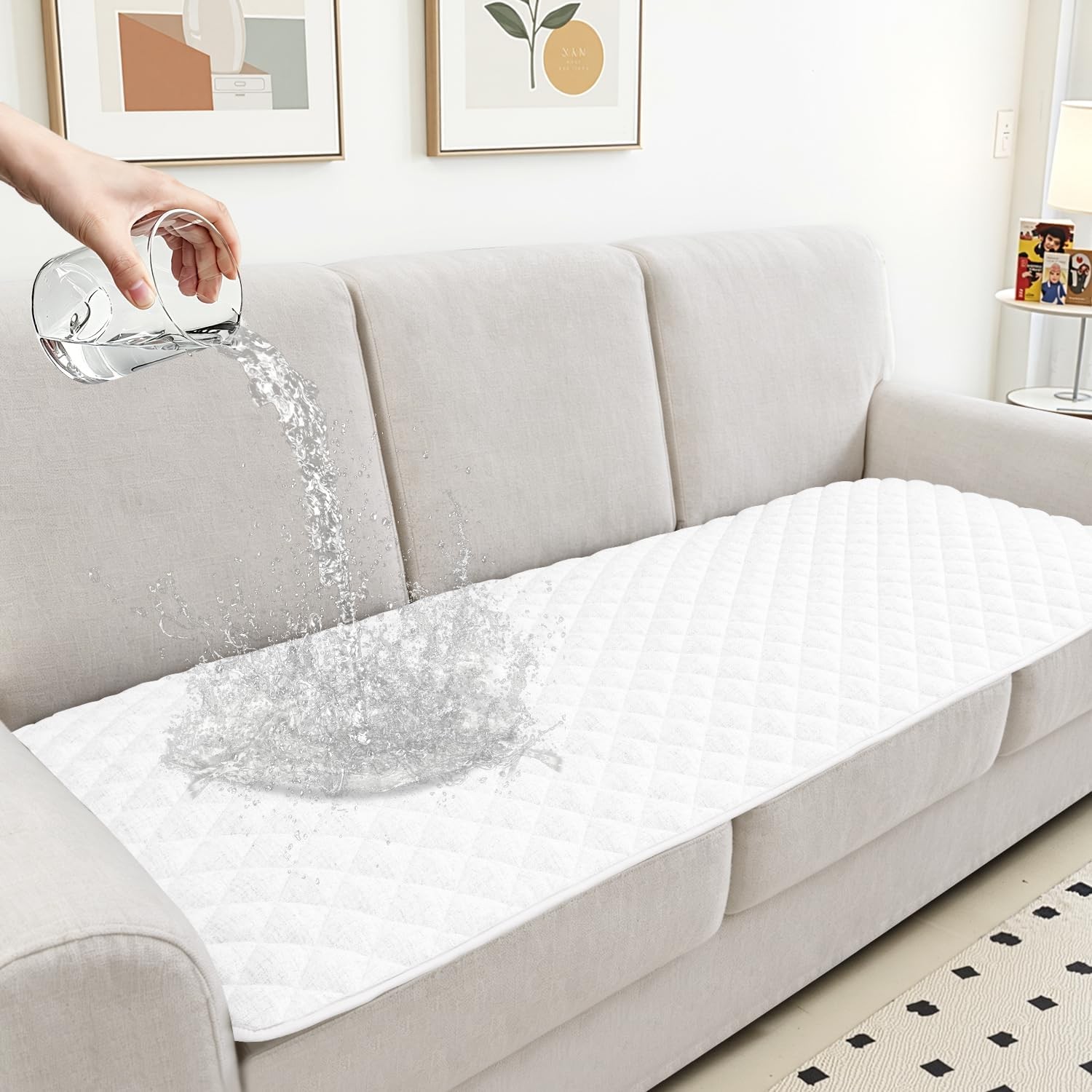 Dog Couch Cover for Sofa 100% Waterproof Faux Linen Sofa Covers for 3 Cushion