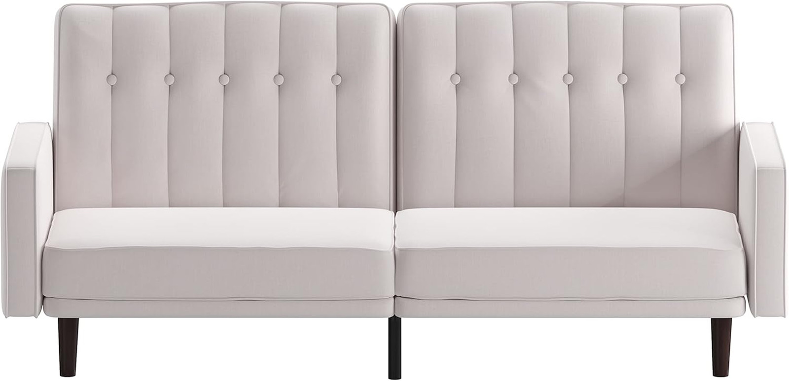 Carter Tufted Split Back Sofa Futon – Stone Faux Linen