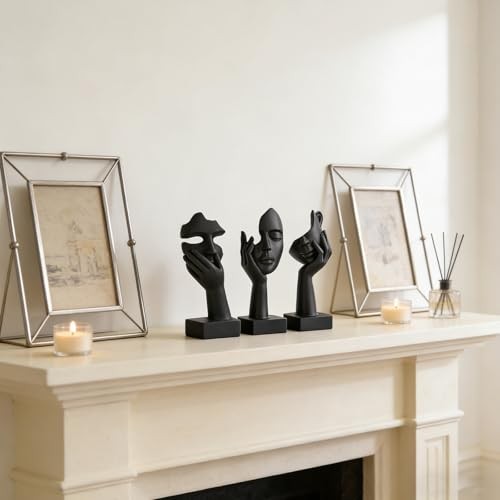 3 Pcs Small Thinker Statue Set – Black Art Abstract Home Accent 6″