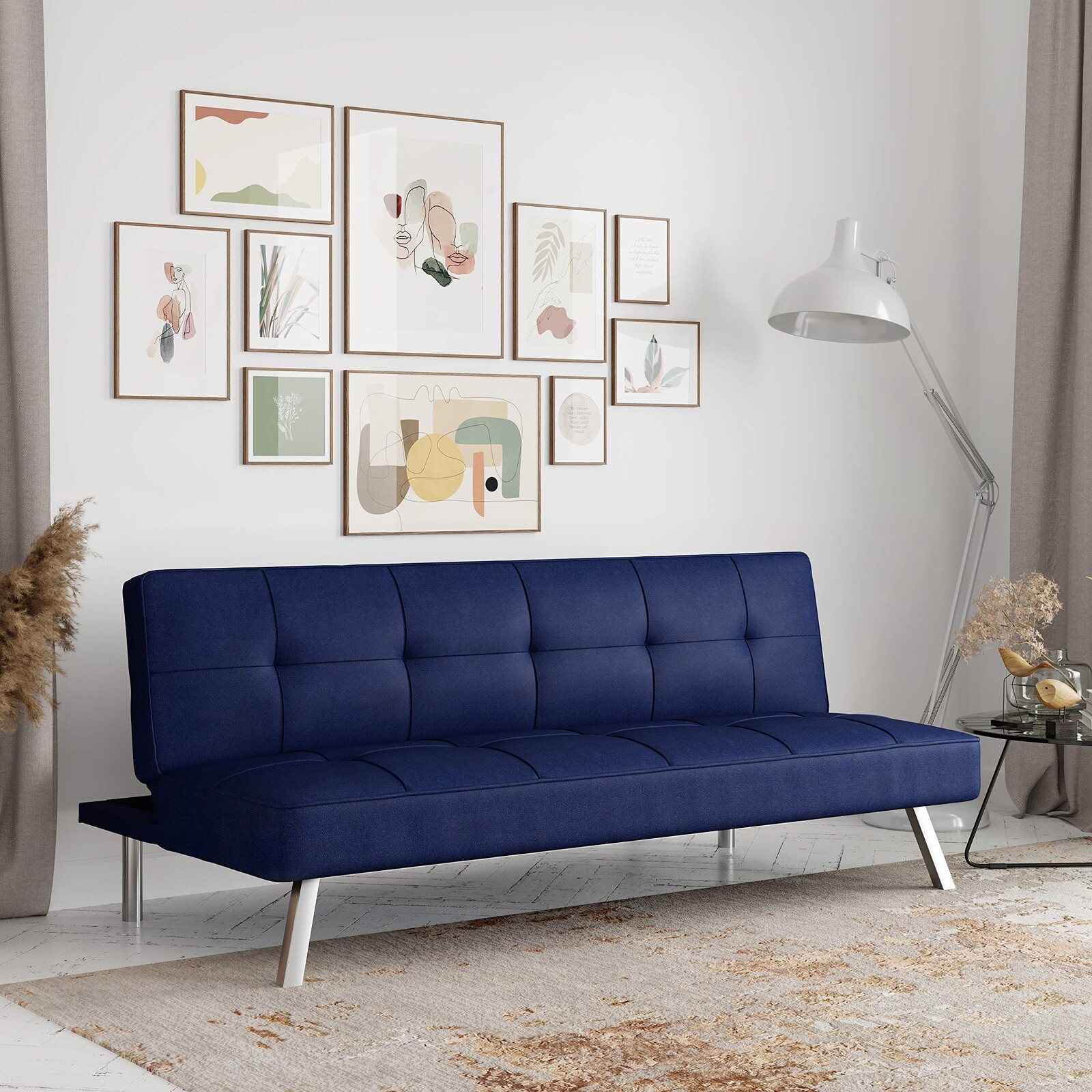 Serta Sofa 66.1″ 3-Seater Armless Convertible and Durable with Polyester in Blue
