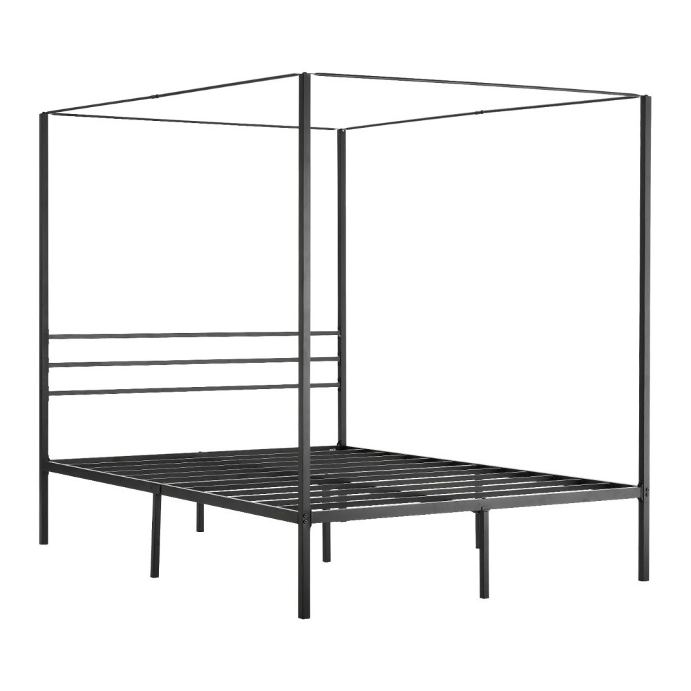 Canopy Bed Frame with A 4-post Canopy Design and Strengthened Slats