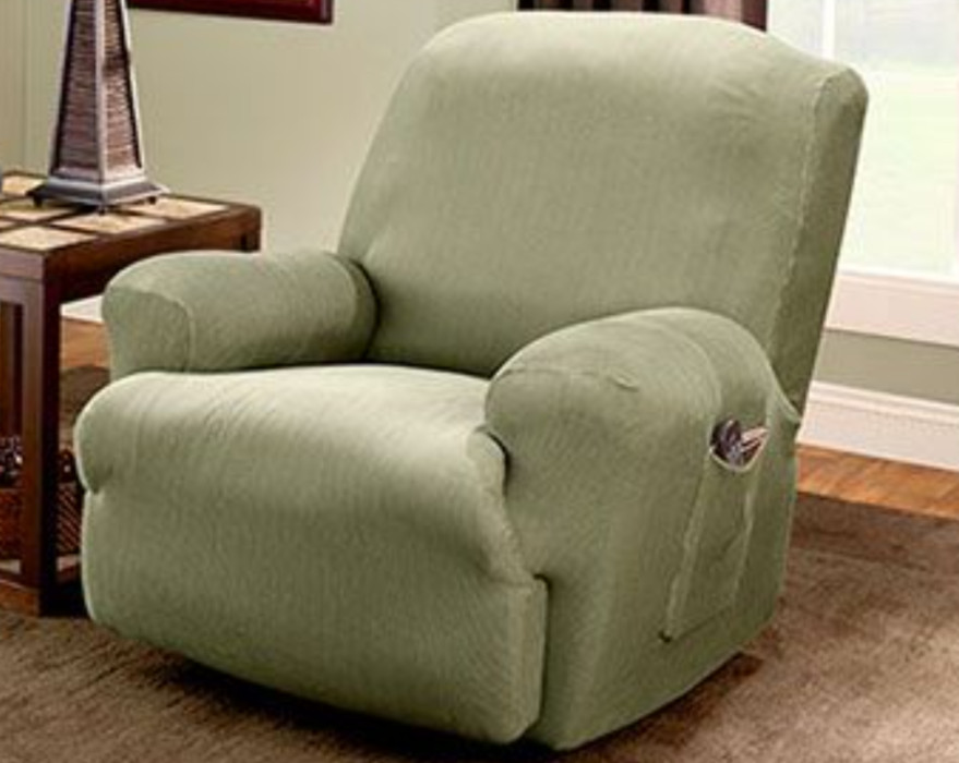 Sure Fit Stretch stretch stripe sage green Recliner Slipcover Chair Cover