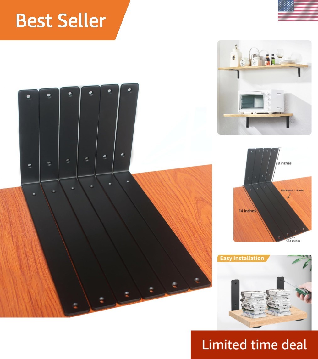 Mild Steel Shelf Brackets Set of 6 – Heavy-Duty Support with All Screws Included