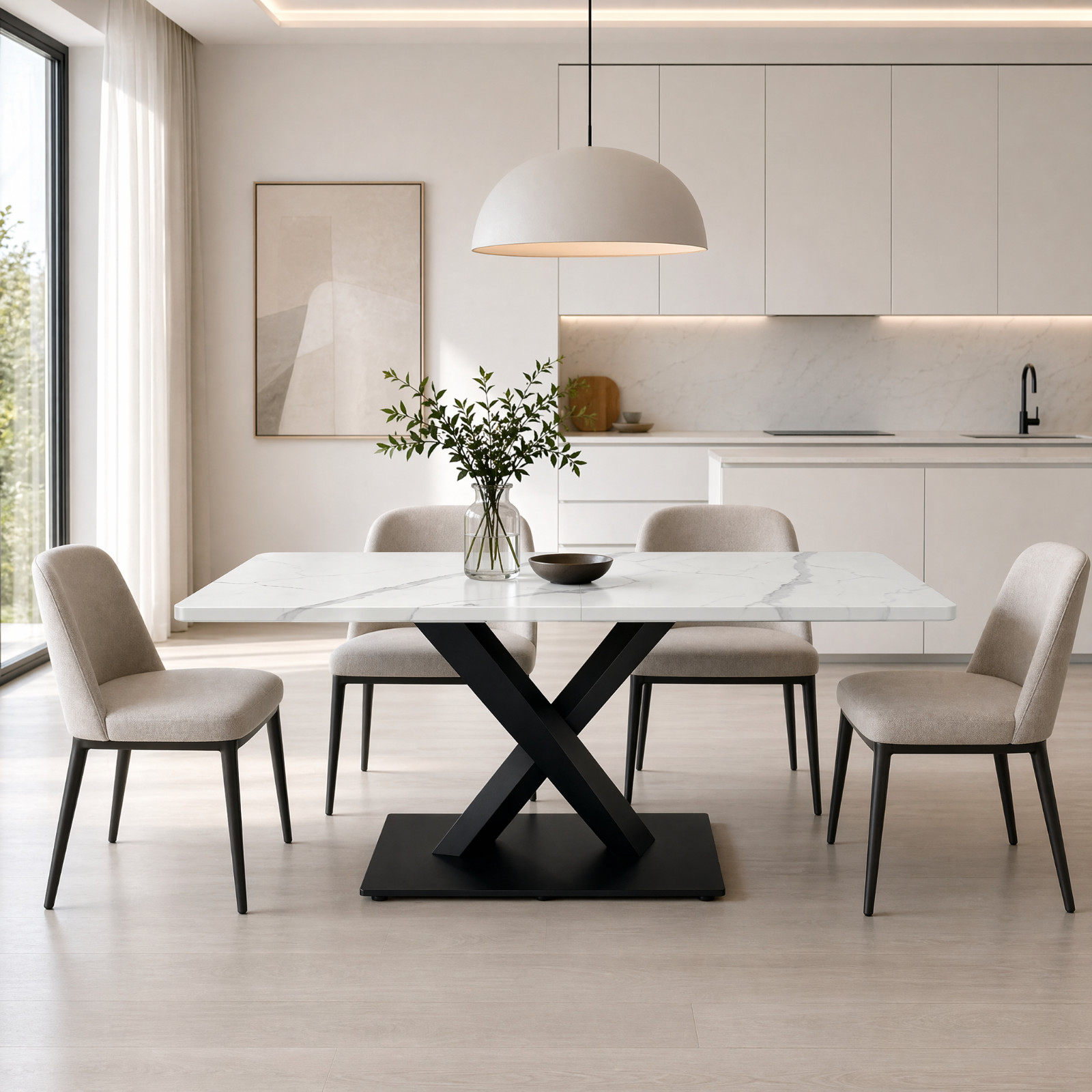 160x80cm Modern Marble Pattern Kitchen Table Rectangular Coffee Table Dining Table