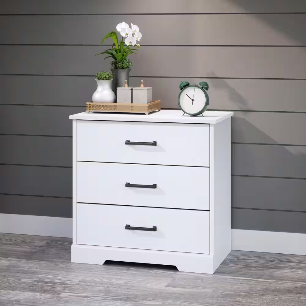 Rustic Ridge White 3-Drawer 27.5 In. X 26.75 In. X 16.25 In. Nightstand, Wooden