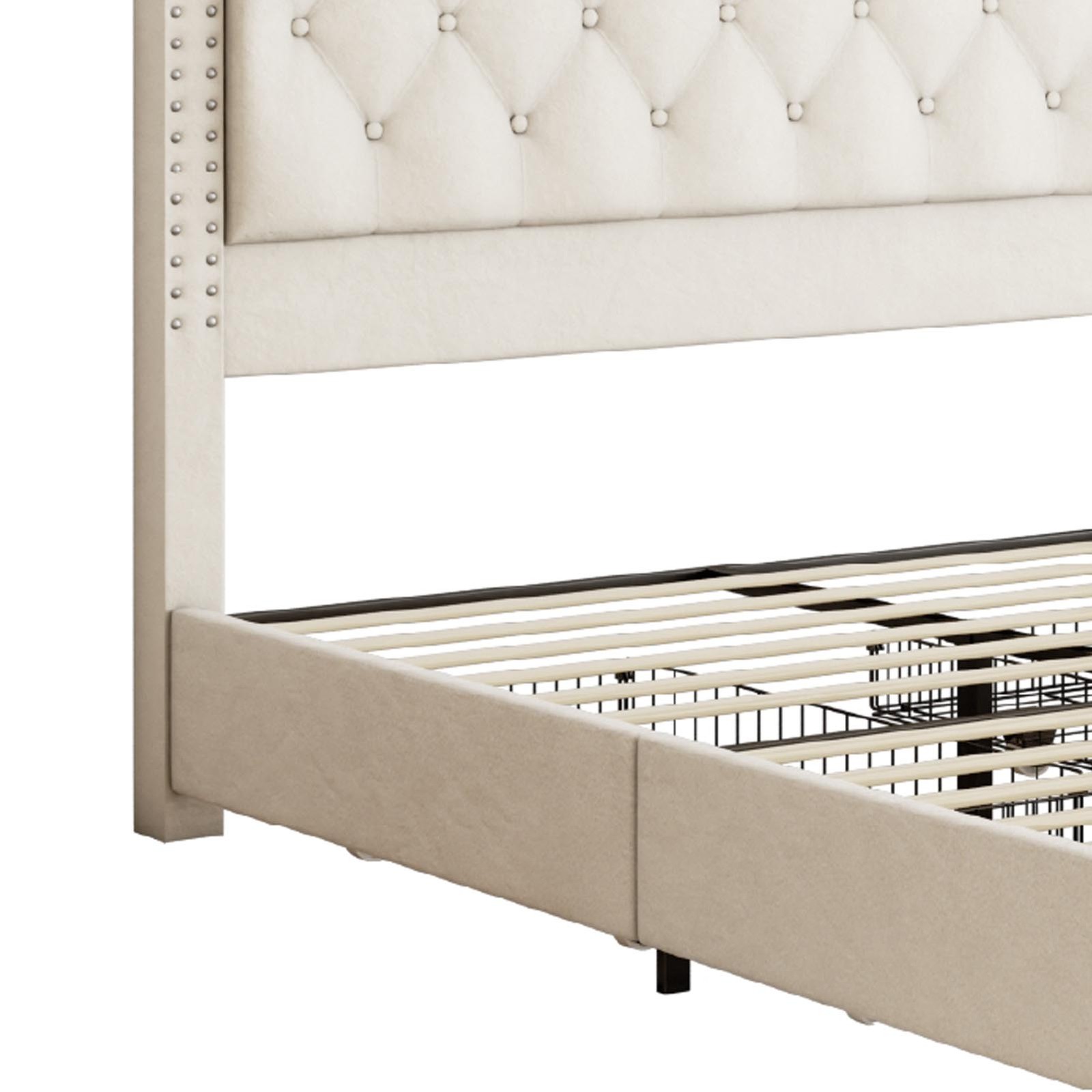 Queen Size Bed Frame With Headboard 4 Drawers Easy 40-Minute Assembly