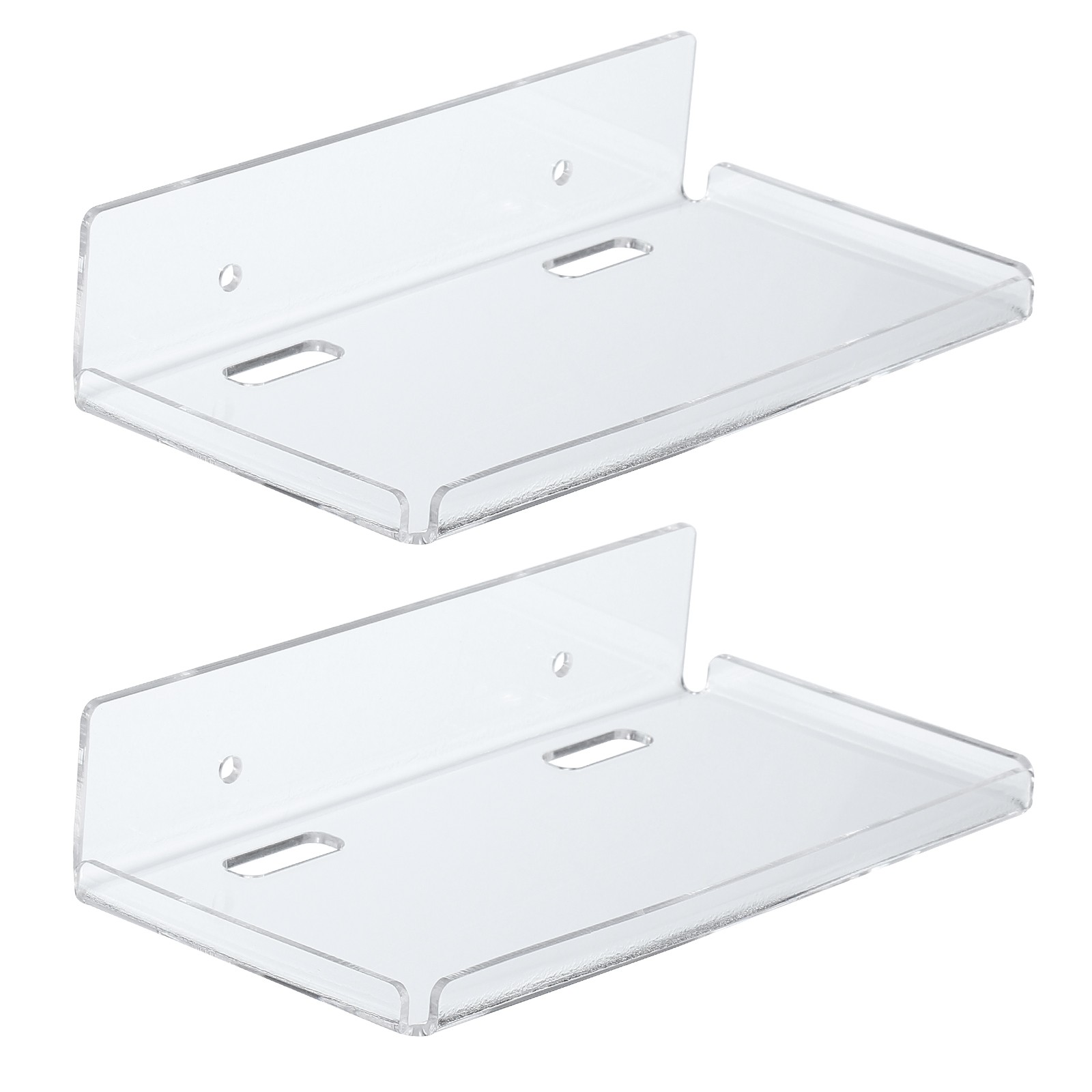2Pcs 8″ Small Floating Shelves Clear Acrylic Shelf for Wall with Cable Manager