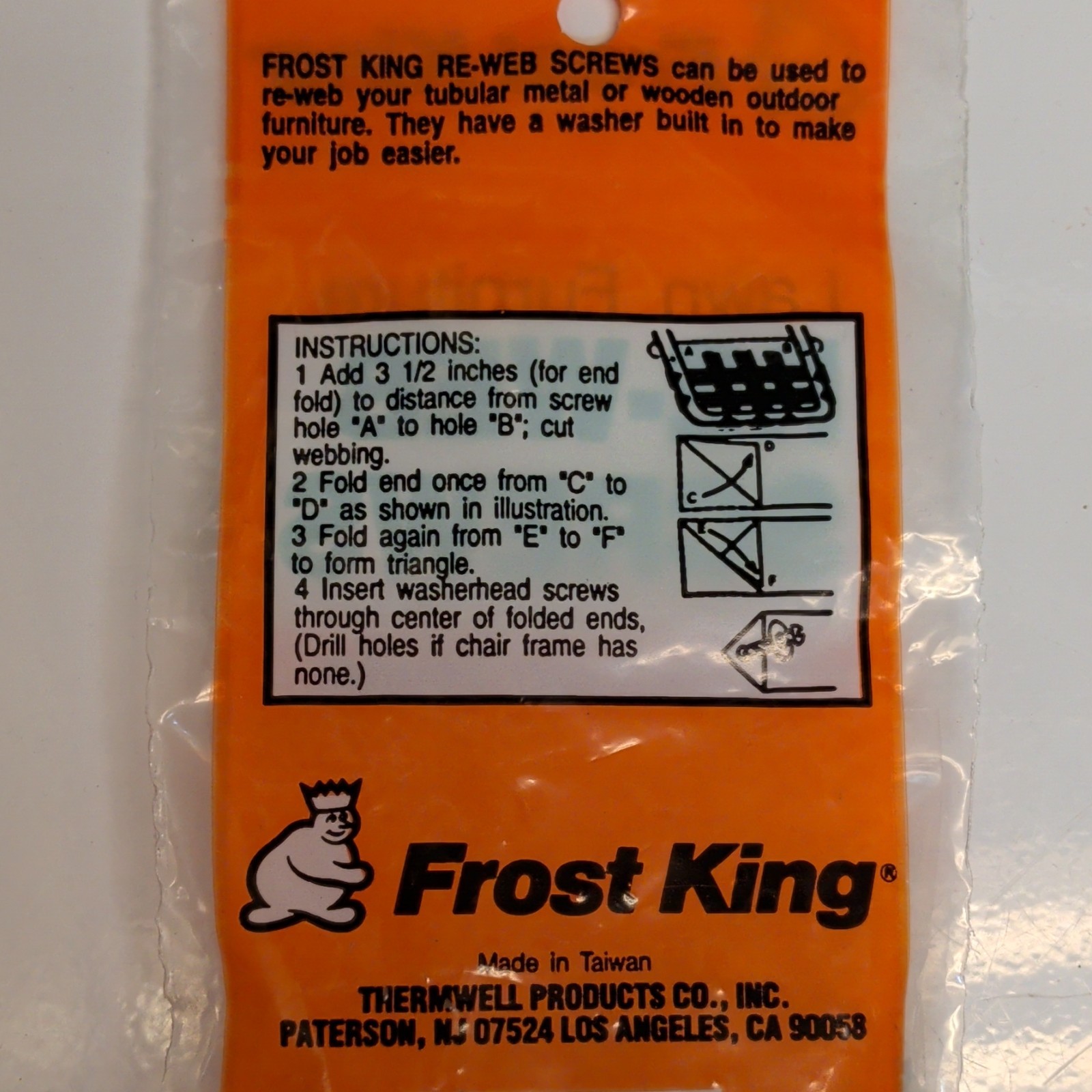 Frost King Lawn Furniture Re-Web Screws, Plated Rust Resistant, ZP1 20pk