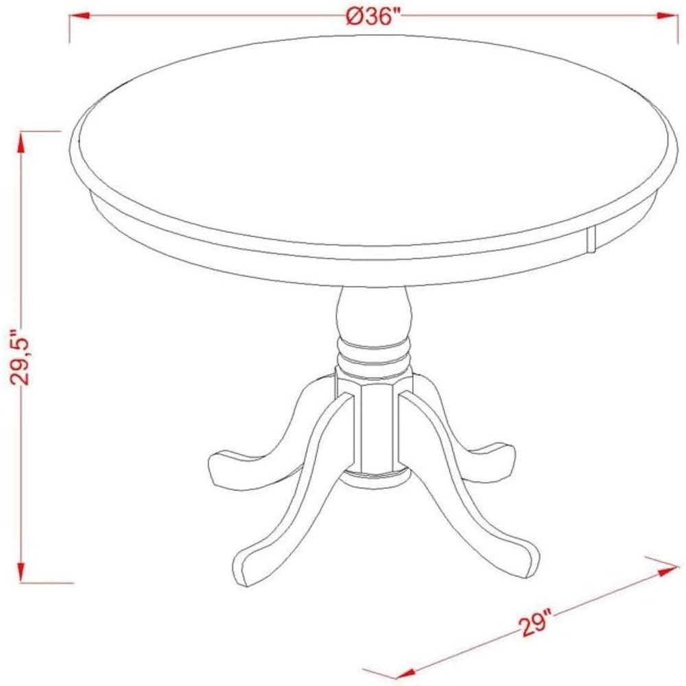 Round Dining Table, Natural & White Finish, Solid Wood, Pedestal Base, 36-Inch