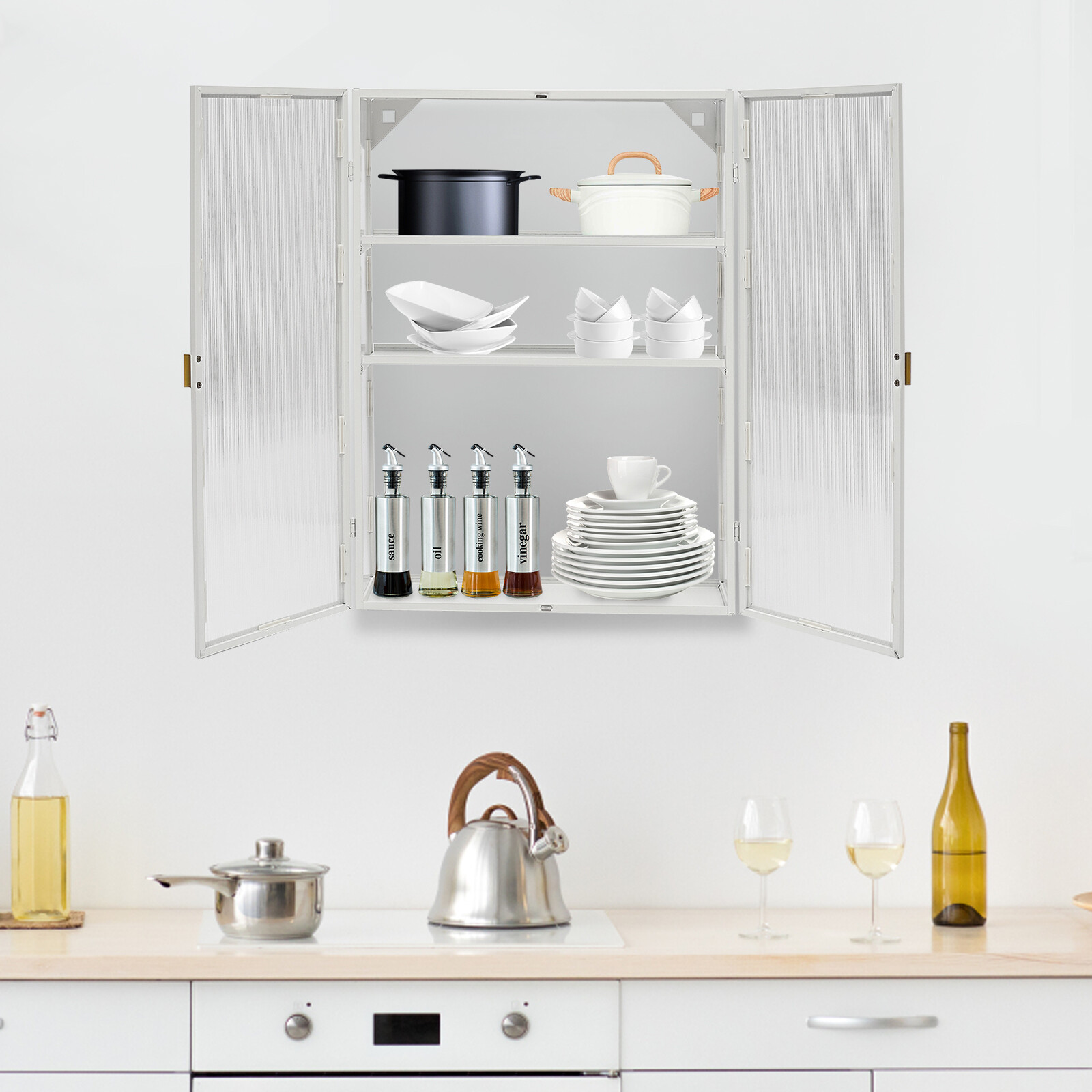 Kitchen & Bathroom Haze Double Door Wall Cabinet With Detachable Shelves