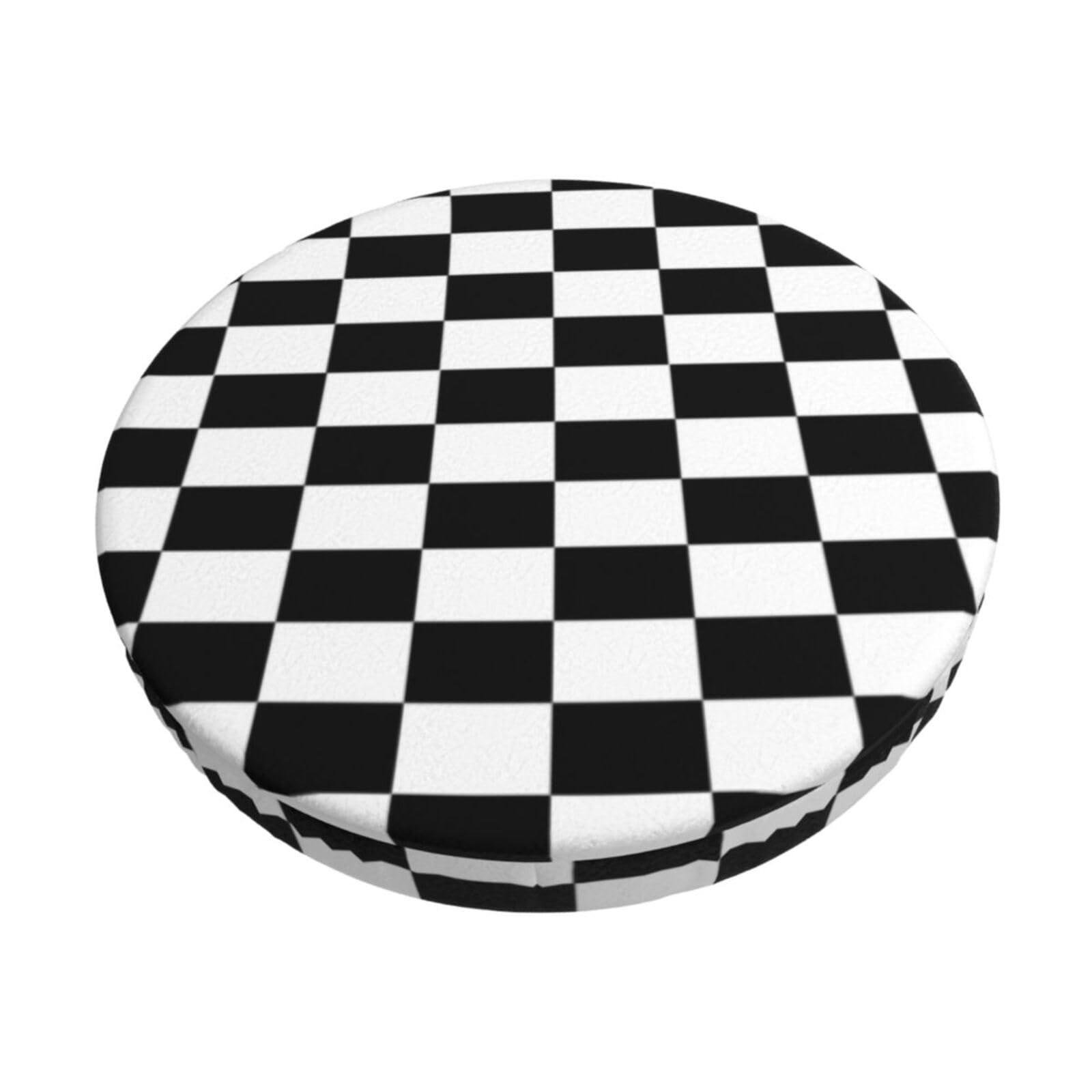 Stool Covers Black and White Checkered Background Round Bar Stool Slipcover w…