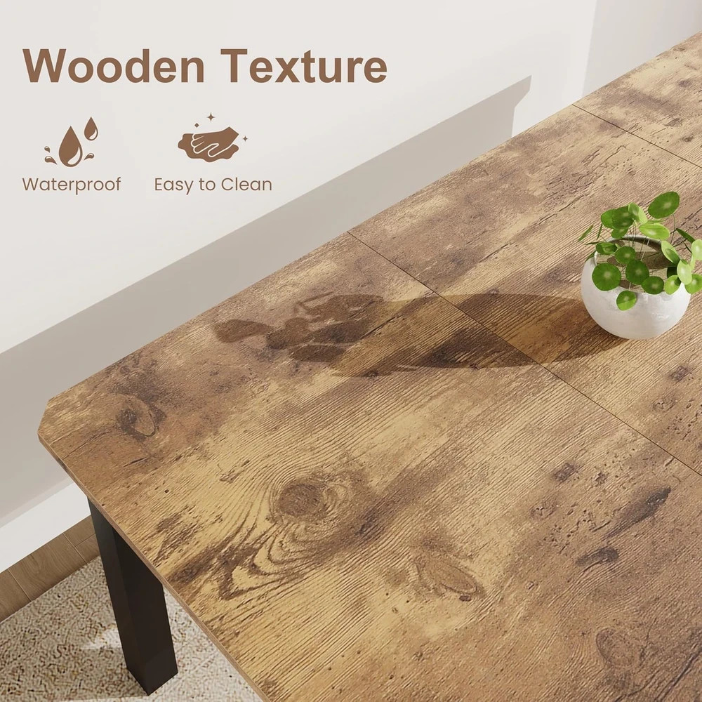 Industrial 78.7″ Dining Table for 6-8, Sturdy Metal Frame, Multi-Use
