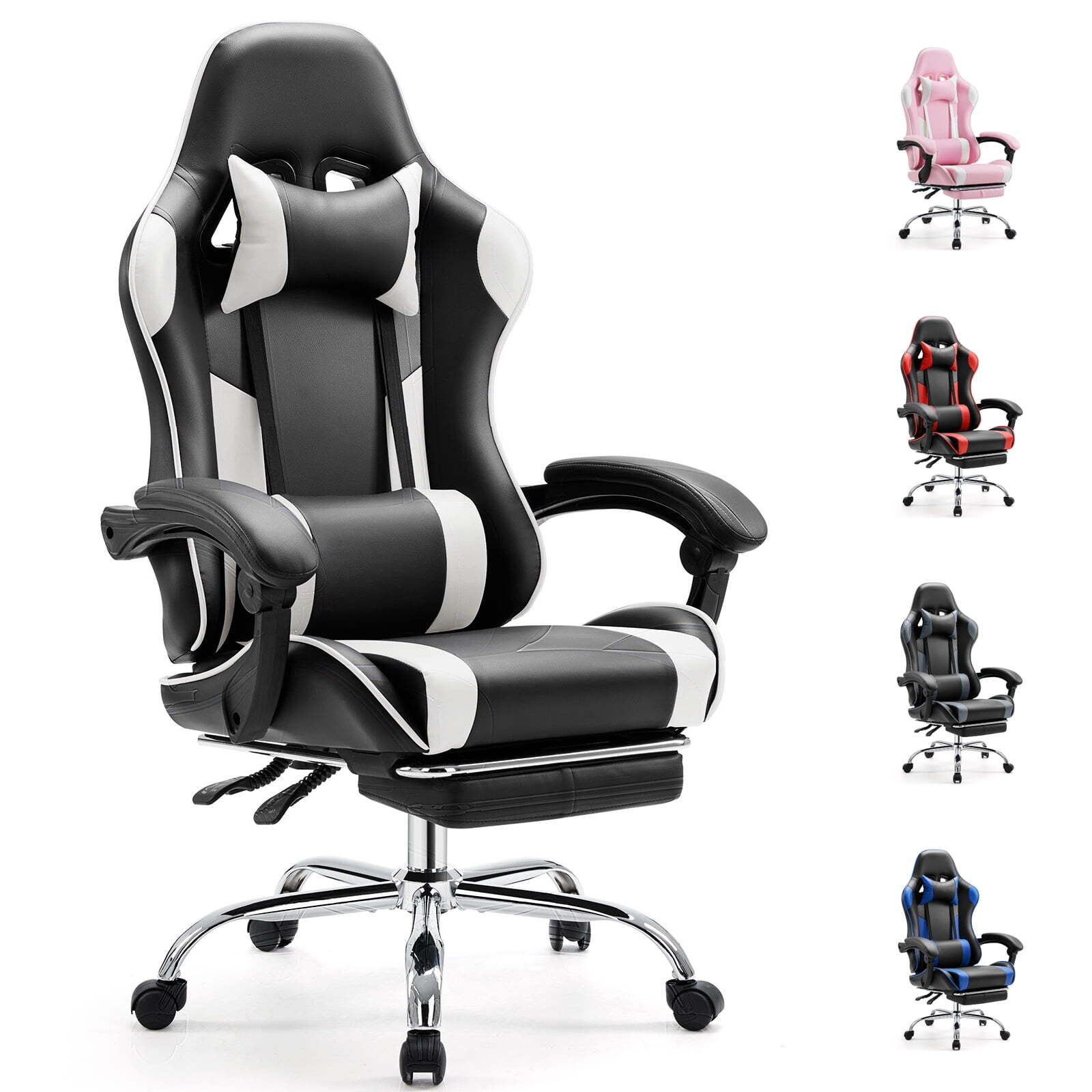 White HOMEFLA Ergonomic Gaming Chair Office Chair High Back Adjustable Armrests
