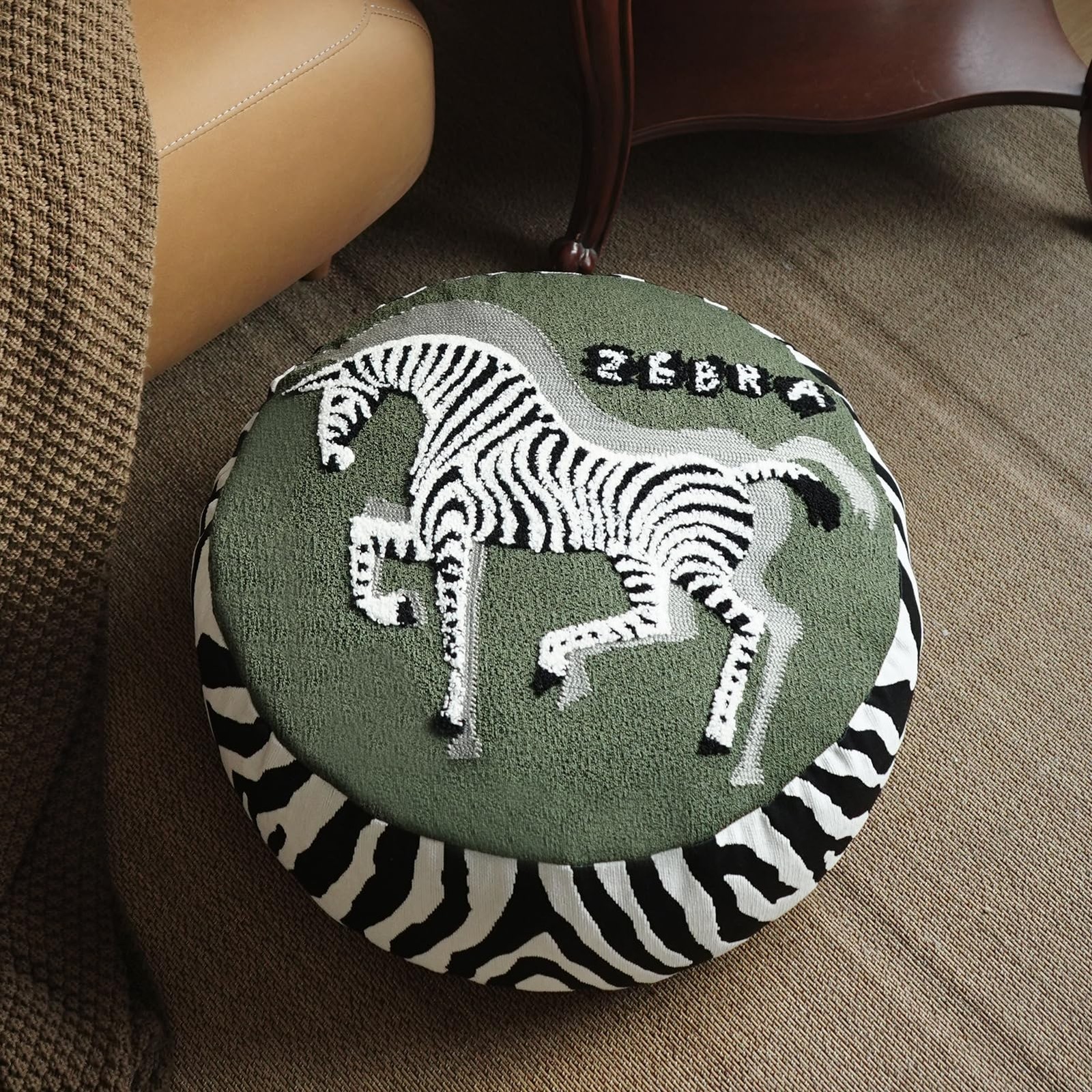 Pouf Ottoman Unstuffed Poufs Soft Touch Zebra Boho Footrest Floor Chair Stora…