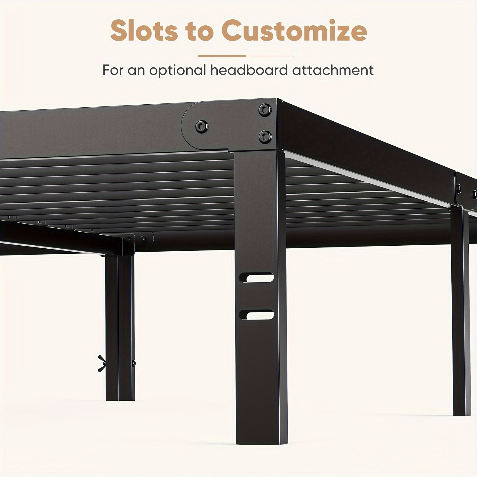 Bed Frame – Metal Platform Bed Frame w/ Steel Slat Support, No Box Spring Needed