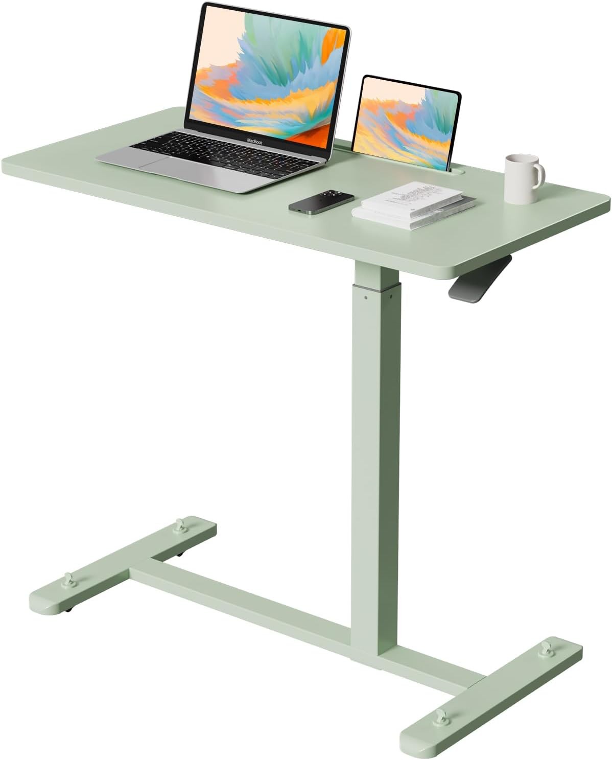 Mobile Standing Desk, Pneumatic Adjustable Rolling Desk(31.5 Inches), Portable