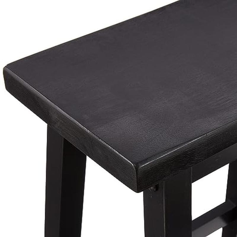 Solid Wood Barstool Set 29″ Height Black Finish 300lb Capacity Pack of 2 New