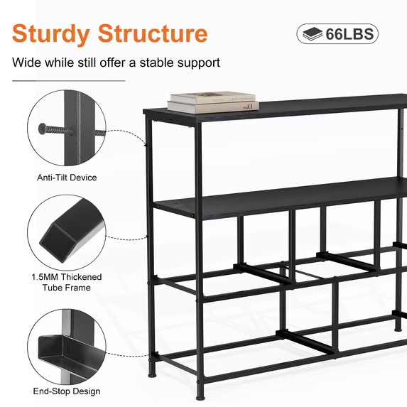 CONCETTA 5-Drawer Fabric Dresser, Open Shelf, Black, TV Stand