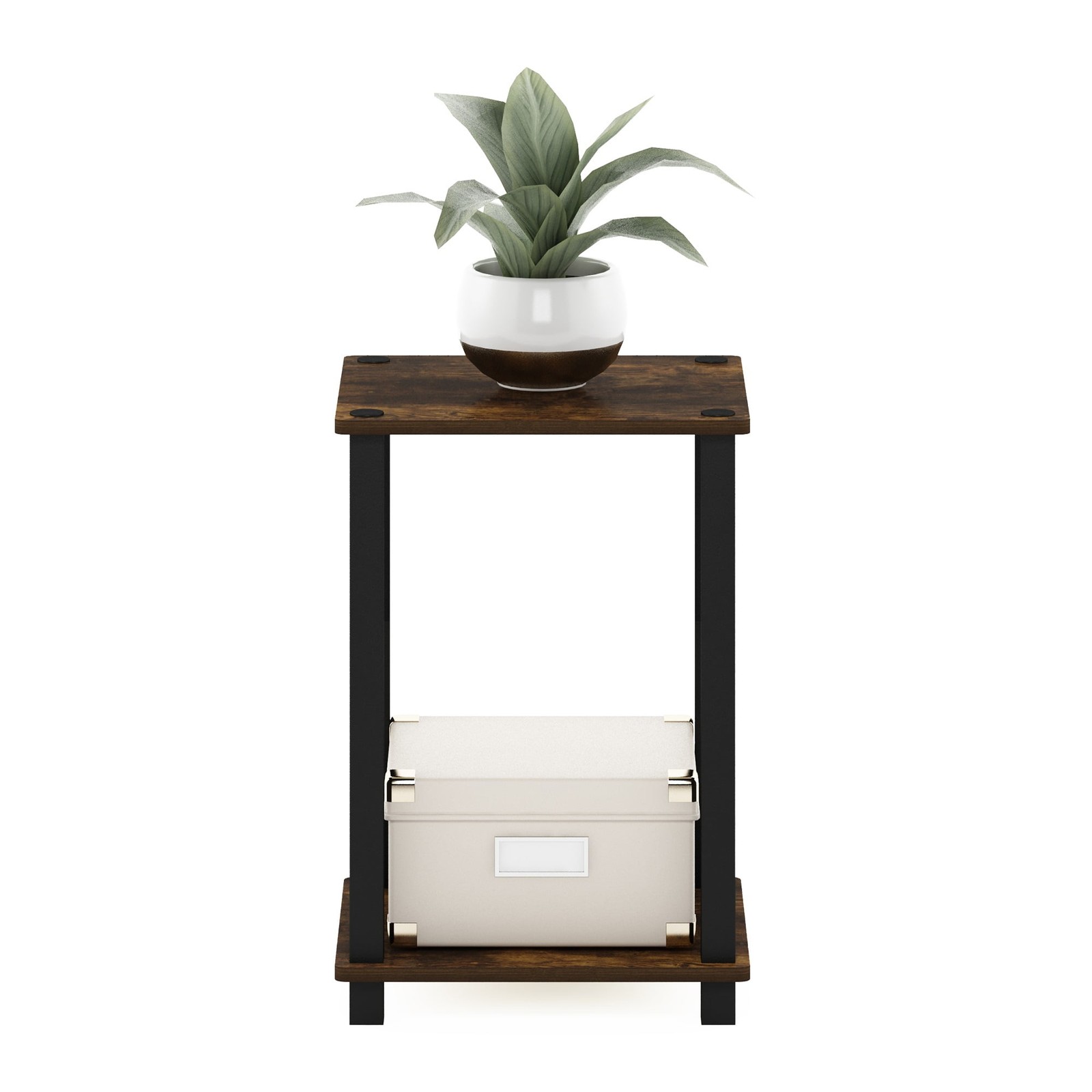 End Table Small Night Stand Bedside Table Bedroom Living Room Amber Pine/Black