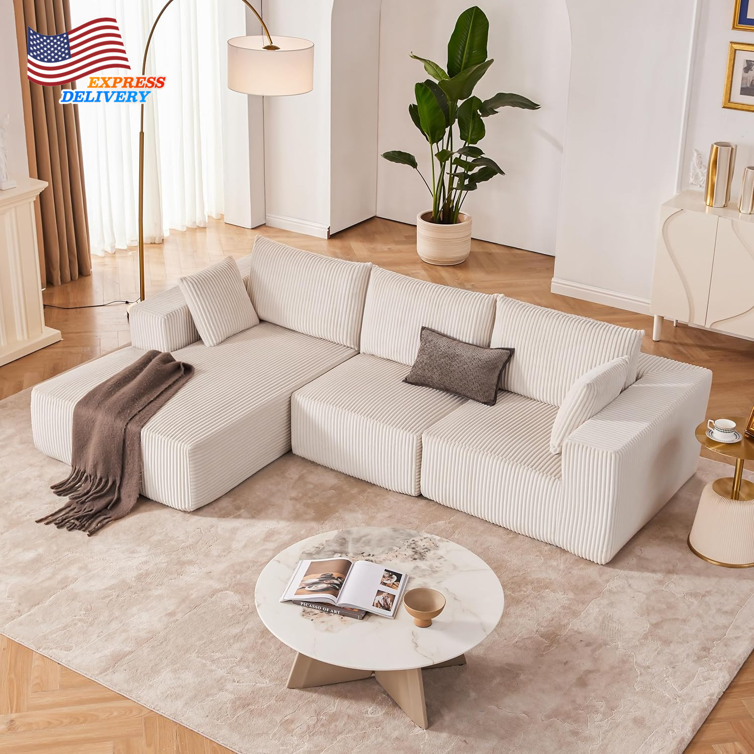 108” Modular Sectional Sofa Cloud Sectional Couch with Deep Seat FREE SHIPPING