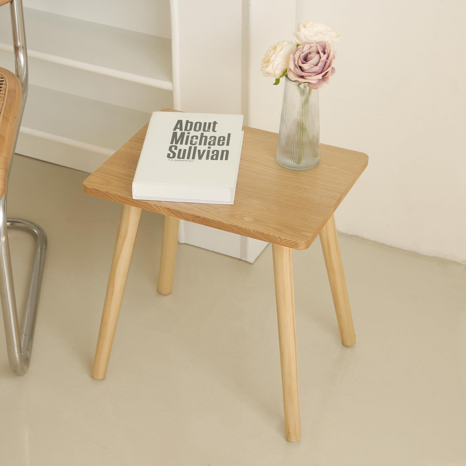 AWASEN Side Table, Small End Accent Table 11.8″D x 15.8″W x 16.5″H, Natural