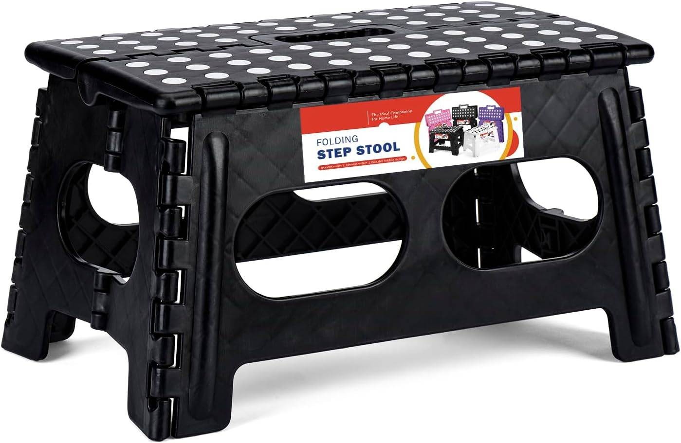 9″ Height Extra Wide Folding Step Stool Plastic Foldable Stools Heavy Duty