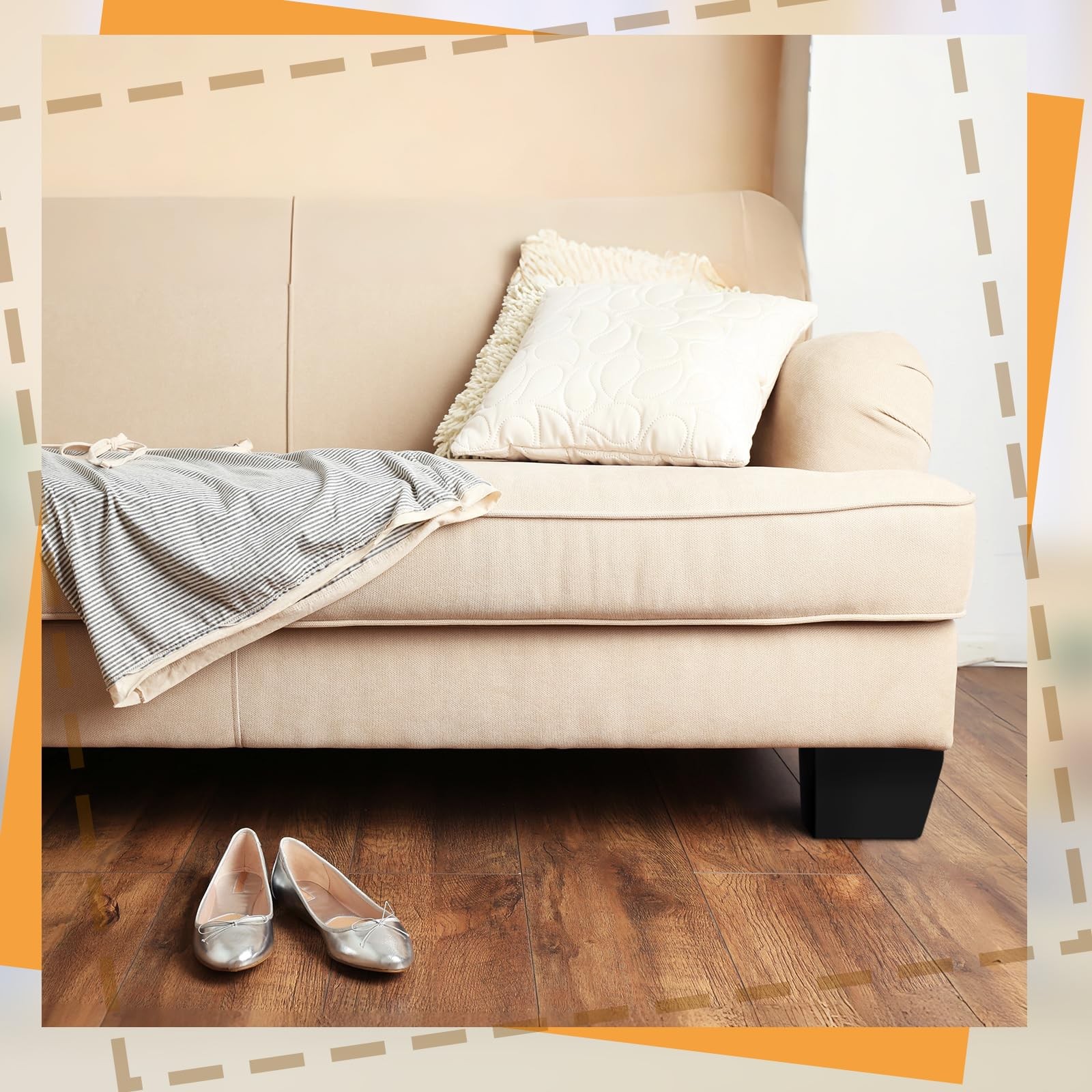 4 Pack Wooden Furniture Legs Chair Couch Feet Replacement 2.5 X 5 Inches Triangl