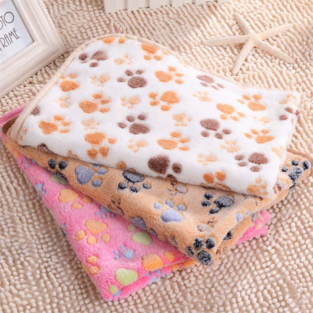 Soft Warm Fleece Lovely Design Paw Print Pet Blanket Dog Cat Mat Puppy Bed Sofa