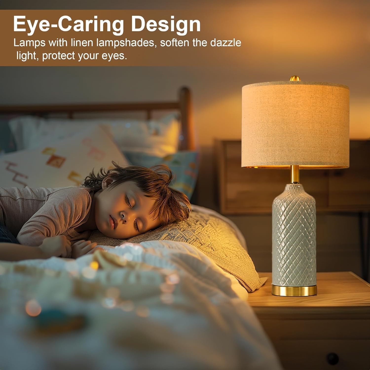 24.25″ Modern Blue Ceramic Table Lamp for Living Room Bedroom Office